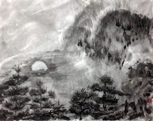Эхо в горах, 2017. 47x58, бумага, тушь